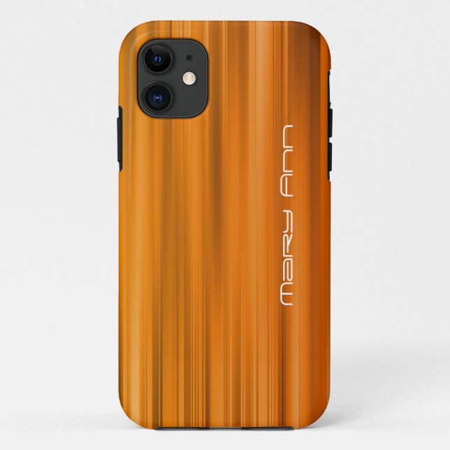 Capa Para iPhone 11 Nome alaranjado elegante do costume da textura (Verso)