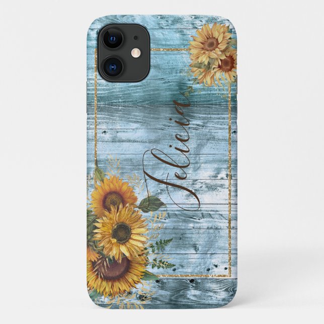 Capa Para iPhone 11 Nome Amarelo de Girassol (Verso)