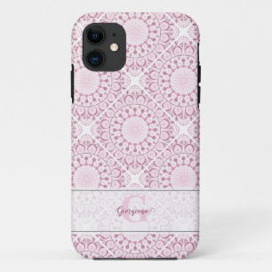 Capa Para iPhone 11 Nome Bonito Pink Confetti Lace Azulejo Mandala