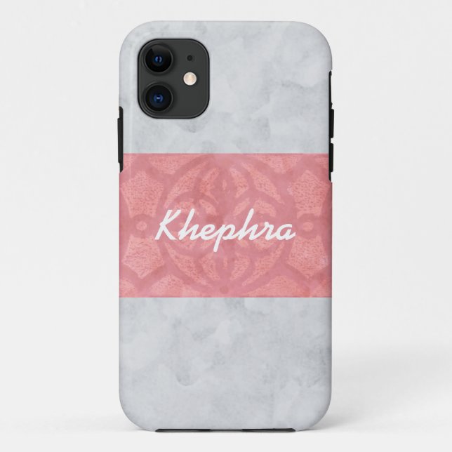 Capa Para iPhone 11 Nome de Aquarela da Cinza Rosa-Rosa-Rosa (Verso)
