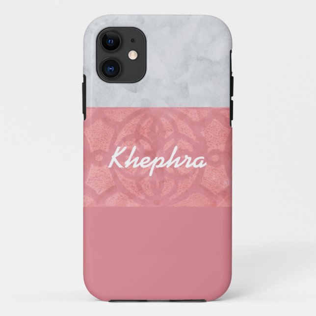 Capa Para iPhone 11 Nome de Aquarela da Cinza Rosa-Rosa-Rosa (Verso)