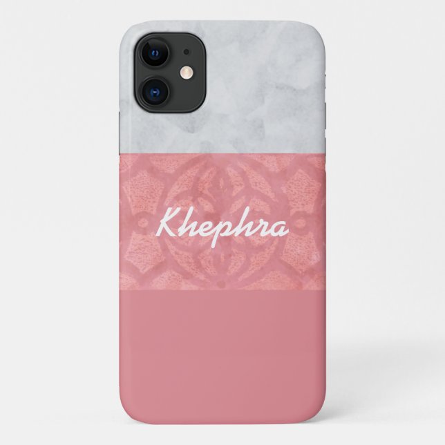 Capa Para iPhone 11 Nome de Aquarela da Cinza Rosa-Rosa-Rosa (Verso)