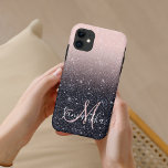 Capa Para iPhone 11 Nome de cintilações preto e rosa modernos<br><div class="desc">Nome de cintilações preto e rosa modernos</div>