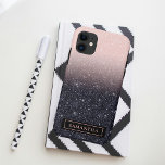 Capa Para iPhone 11 Nome de cintilações preto e rosa modernos<br><div class="desc">Nome de cintilações preto e rosa modernos</div>