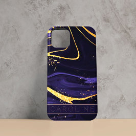 Capa Para iPhone 11 Nome do Efeito Marble Dourado Roxo Elegante do Lux