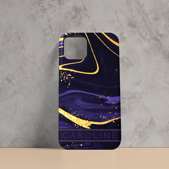 Capa Para iPhone 11 Nome do Efeito Marble Dourado Roxo Elegante do Lux (Criador carregado)