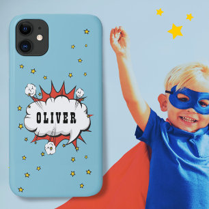 Capa Para iPhone 11 Nome do Garoto da Bolha de Discurso de Super Heró