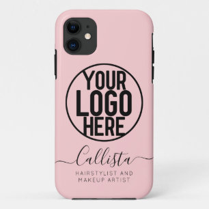 Capa Para iPhone 11 Nome do logotipo empresarial cor cor-de-rosa sólid