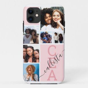 Capa Para iPhone 11 Nome do Monograma da Colagem de Fotografias de Ami