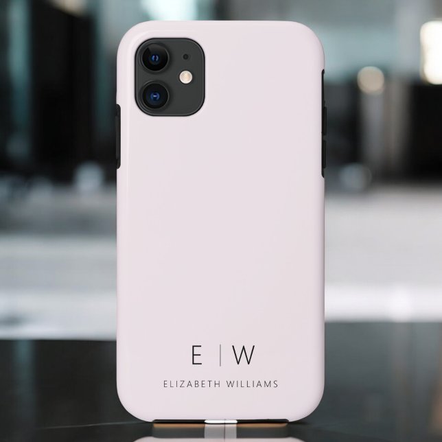 Capa Para iPhone 11 Nome do Monograma Mínimo Elegante Cor-de-rosa (Criador carregado)