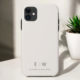 Capa Para iPhone 11 Nome do monograma neutro neutro elegante