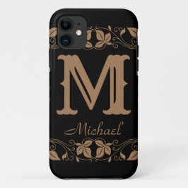 Capa Para iPhone 11 Nome do Monograma Personalizado Floral Clássico da