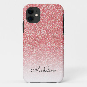 Capa Para iPhone 11 Nome do Script Preto do Ombre da Glitter Dourado d