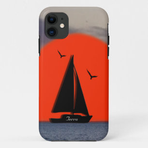 Capa Para iPhone 11 Nome do veleiro pessoal no barco