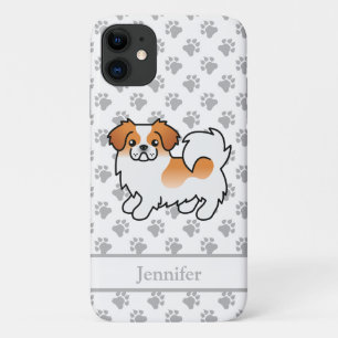 Capa Para iPhone 11 Nome e Cachorro de Espanhol Tibetano de cor vermel
