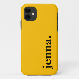 Capa Para iPhone 11 Nome Elegante de Cor Sólida Amarelo âmbar