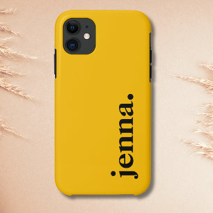 Capa Para iPhone 11 Nome Elegante de Cor Sólida Amarelo âmbar