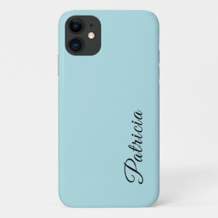Capa Para iPhone 11 Nome Elegante Minimalista de Cor Sólida Pó Azul