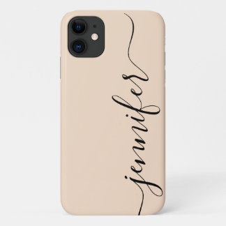 Capa Para iPhone 11 Nome Girly Personalizado, Script de Rico, Linen/Pr