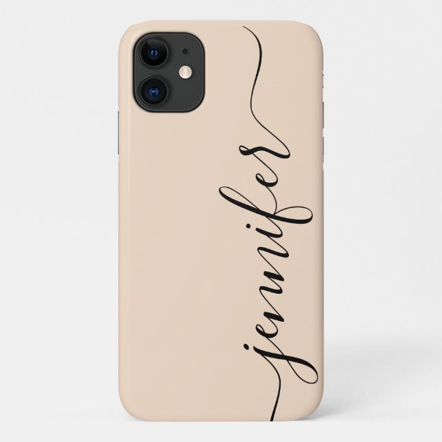Capa Para iPhone 11 Nome Girly Personalizado, Script de Rico, Linen/Pr (Verso)