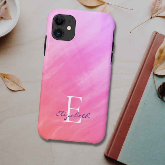 Capa Para iPhone 11 Nome Monograma Rosa (Criador carregado)