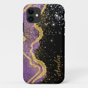 Capa Para iPhone 11 Nome monogramado com brilho elegante