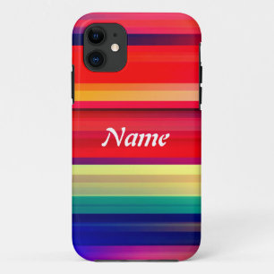 Capa Para iPhone 11 Nome ou Iniciais da Personalização do Arco-Íris