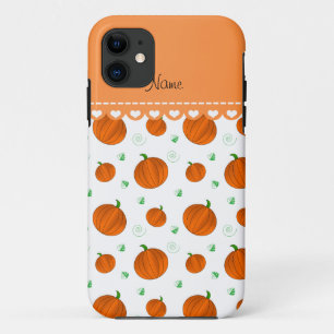 Capa Para iPhone 11 Nome personalizado abóboras laranja brancas
