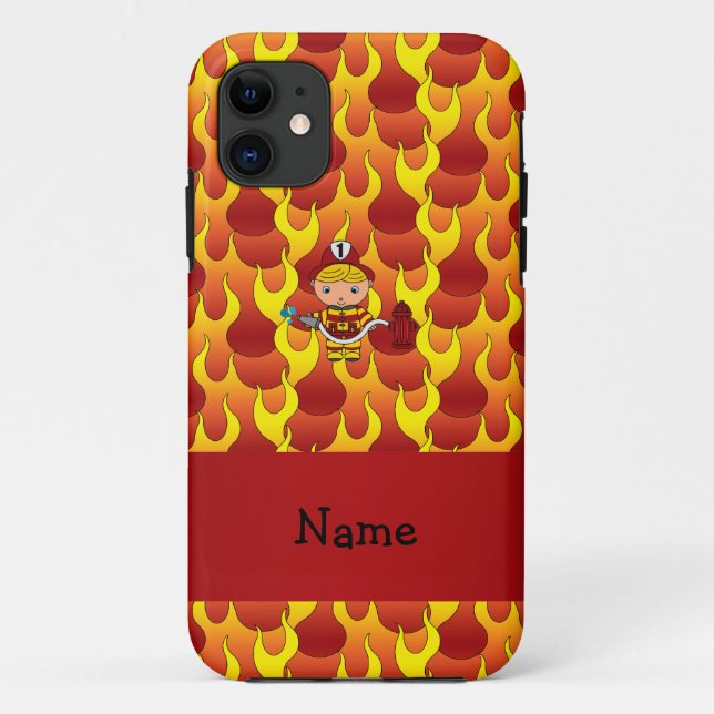 Capa Para iPhone 11 Nome personalizado chamas do bombeiro (Verso)