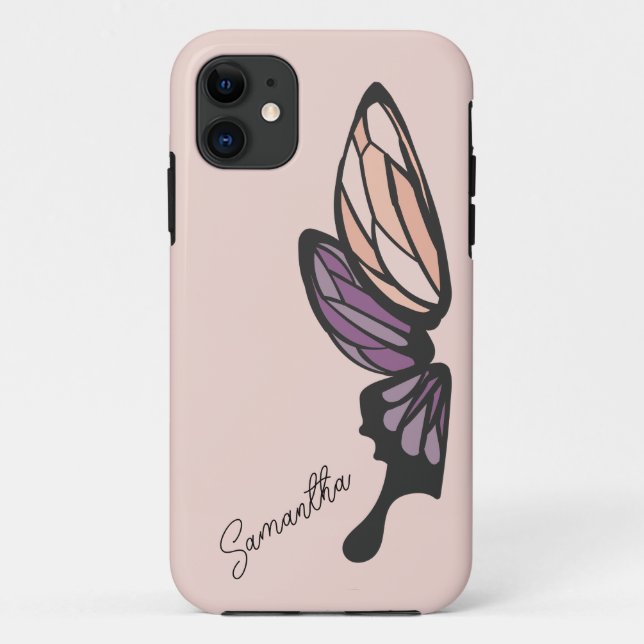 Capa Para iPhone 11 Nome Personalizado da Borboleta Mosaica (Verso)