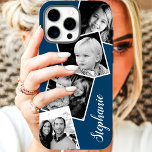 Capa Para iPhone 11 Nome Personalizado da Colagem de Fotos do Instagra<br><div class="desc">Marinho de Colagem de Fotografias Personalizado do Instagram Blue Personalizado iPhone 11 Case. Este moderno design de tendências apresenta um lugar para fotos do estilo instagram quadrado. Adicione seu nome ou texto para personalizar ainda mais este design DIY personalizado e escolha sua própria cor de fundo.</div>