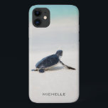 Capa Para iPhone 11 Nome Personalizado da Viagem Turtle Beach | Nature<br><div class="desc">Esta design apresenta um fazer de tartaruga bebê é o caminho para o oceano depois de ser nascer. Personalize editando o texto na caixa de texto ou exclua o texto sem nome. #tartaruga #sealife #ocean #seaturtle #leatherback #Beach #sealife #personalizado #iPhonecase</div>