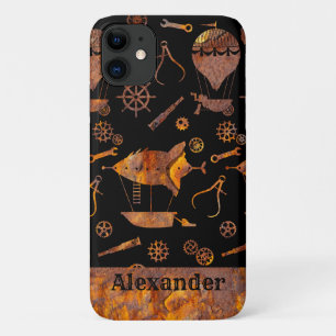 Capa Para iPhone 11 Nome Personalizado de Aeródromos Coloridos Steampu