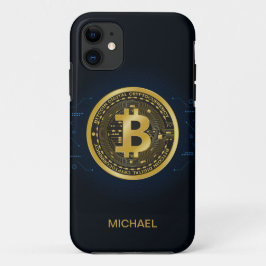 Capa Para iPhone 11 Nome Personalizado de Criptomoeda Básica Dourada