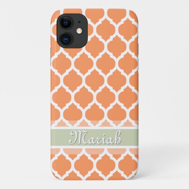Capa Para iPhone 11 Nome Personalizado de Lata de Tonalidade Laranja L (Verso)