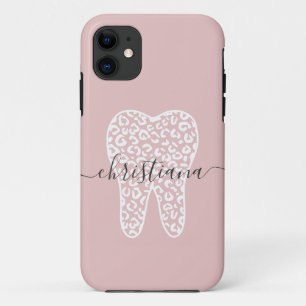 Capa Para iPhone 11 Nome Personalizado Dente de Impressão Leopardo Den