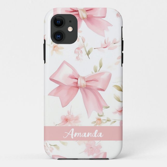 Capa Para iPhone 11 Nome Personalizado do Arco Rosa (Verso)