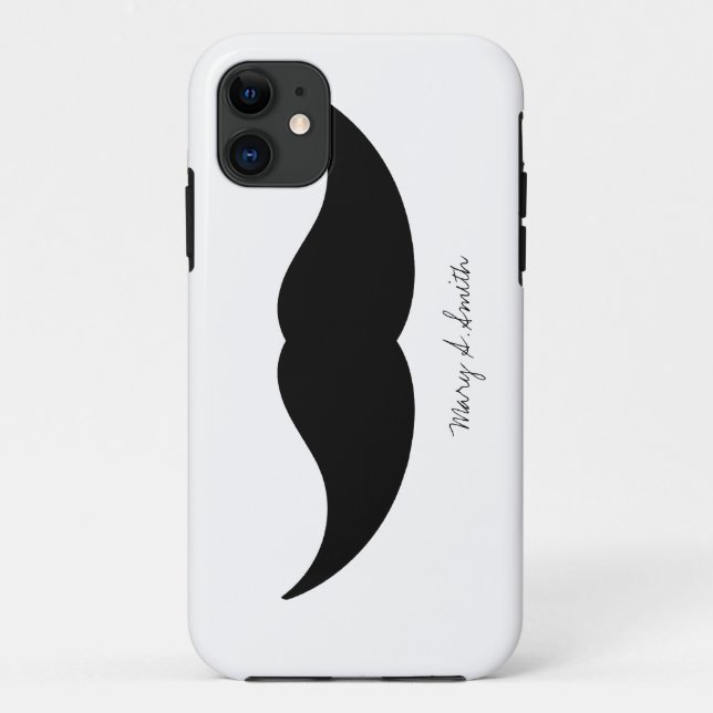 Capa Para iPhone 11 Nome personalizado do bigode (Verso)