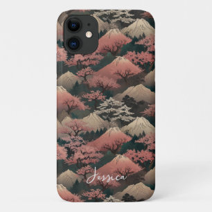 Capa Para iPhone 11 Nome Personalizado do Florão de Cereja Japonês