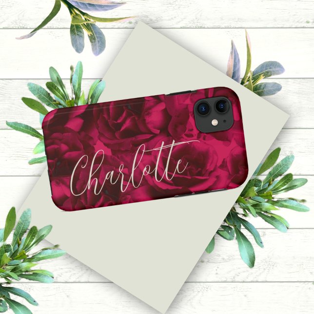 Capa Para iPhone 11 Nome Personalizado do Moody rosa Escuro (Criador carregado)