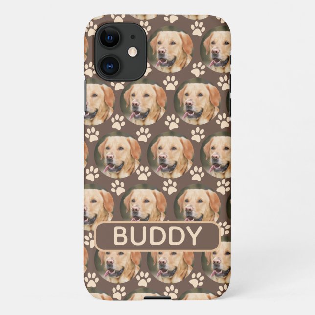 Capa Para iPhone 11 Nome Personalizado do Pet Photo Pattern (Verso)