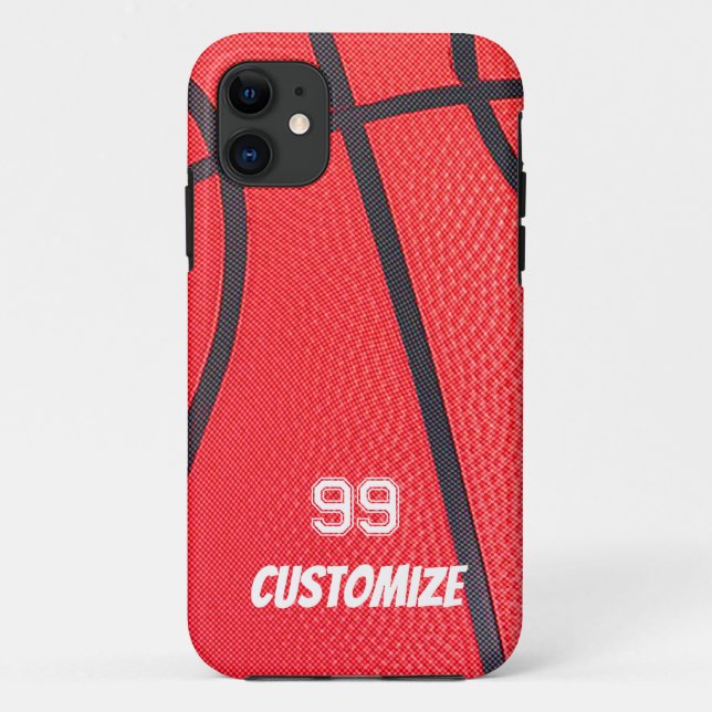 Capa Para iPhone 11 Nome Personalizado E Basquete De Número (Verso)