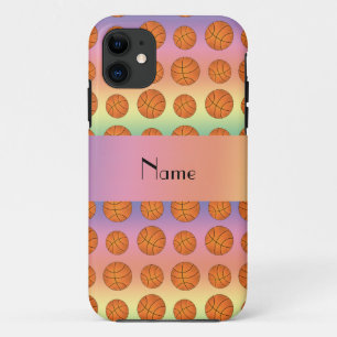 Capa Para iPhone 11 Nome personalizado esferas de cesto do arco-íris