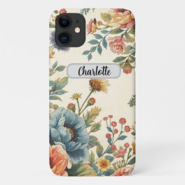 Capa Para iPhone 11 Nome personalizado floral feminino vintage 