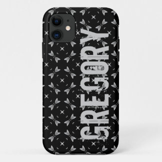Capa Para iPhone 11 Nome Personalizado Geométrico De Prata Preta Para 
