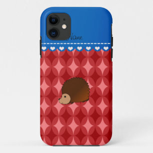 Capa Para iPhone 11 Nome personalizado hedgehog vermelho círculos retr