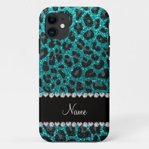 Capa Para iPhone 11 Nome personalizado impressão brilhante aqua glitte