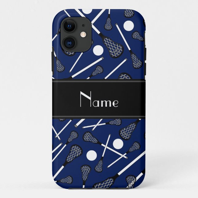 Capa Para iPhone 11 Nome personalizado lacrosse marinho azul (Verso)