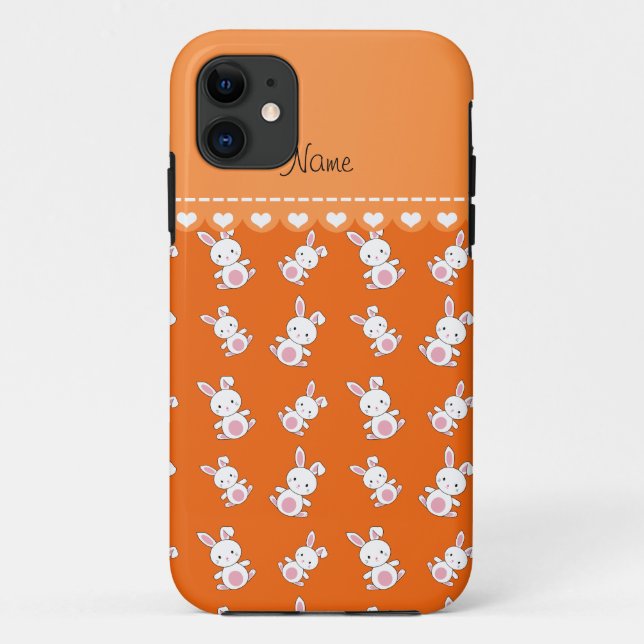 Capa Para iPhone 11 Nome personalizado macarrão branco laranja (Verso)