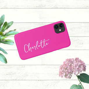 Capa Para iPhone 11 Nome Personalizado Moderno Rosa Quente